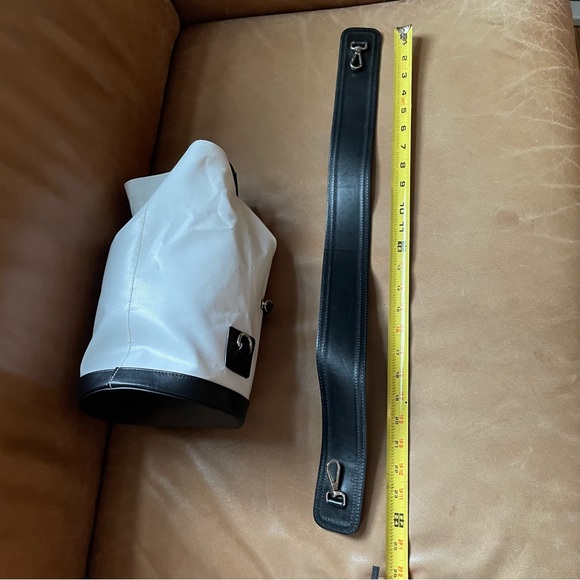 MSGM leather PVC buckle multi shoulder sling bucket backpack buckle white black - Picture 4 of 8